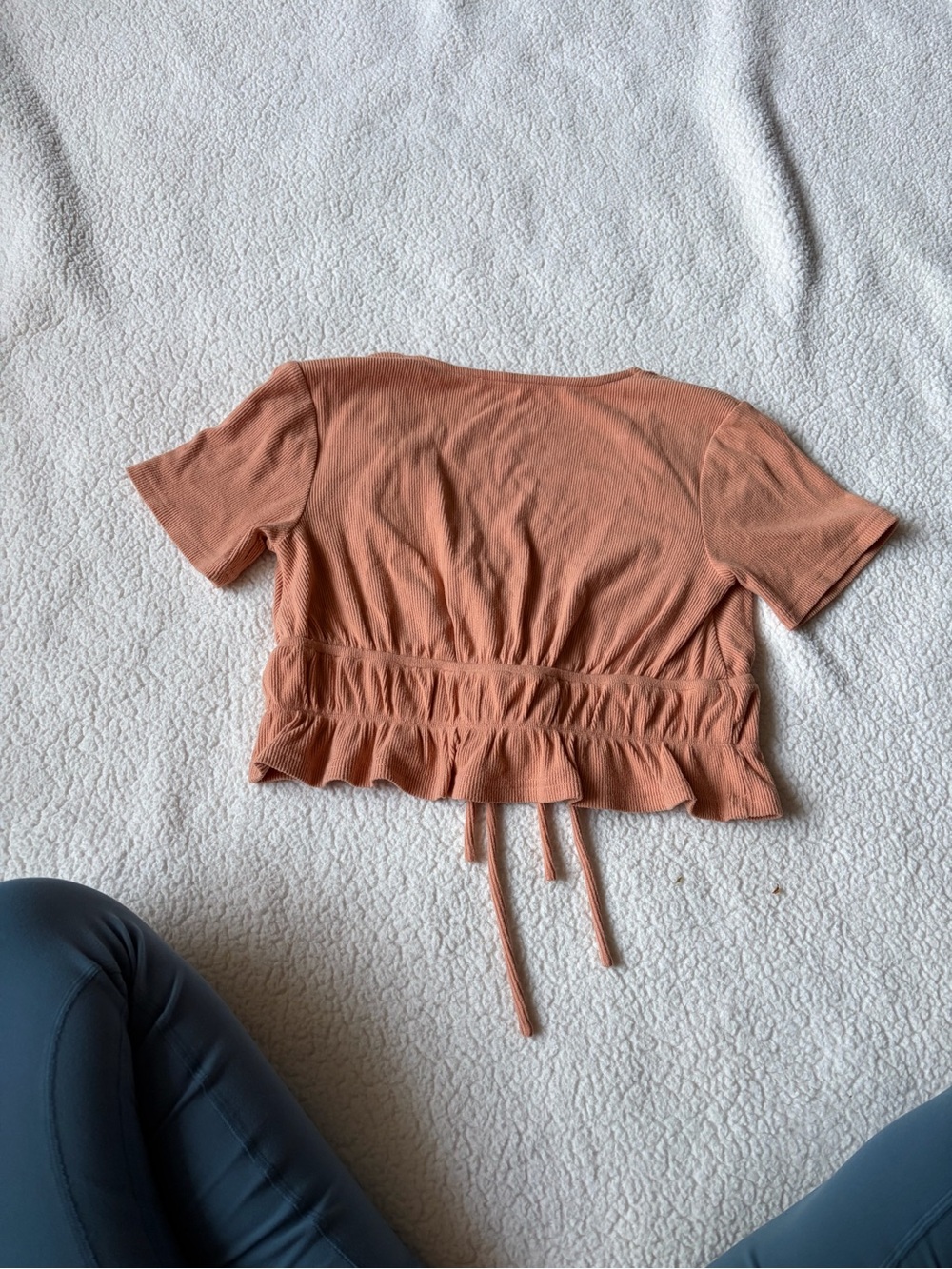 Lulu's Rust Tie-Front Ruffle Crop Top - Picture 3 of 4